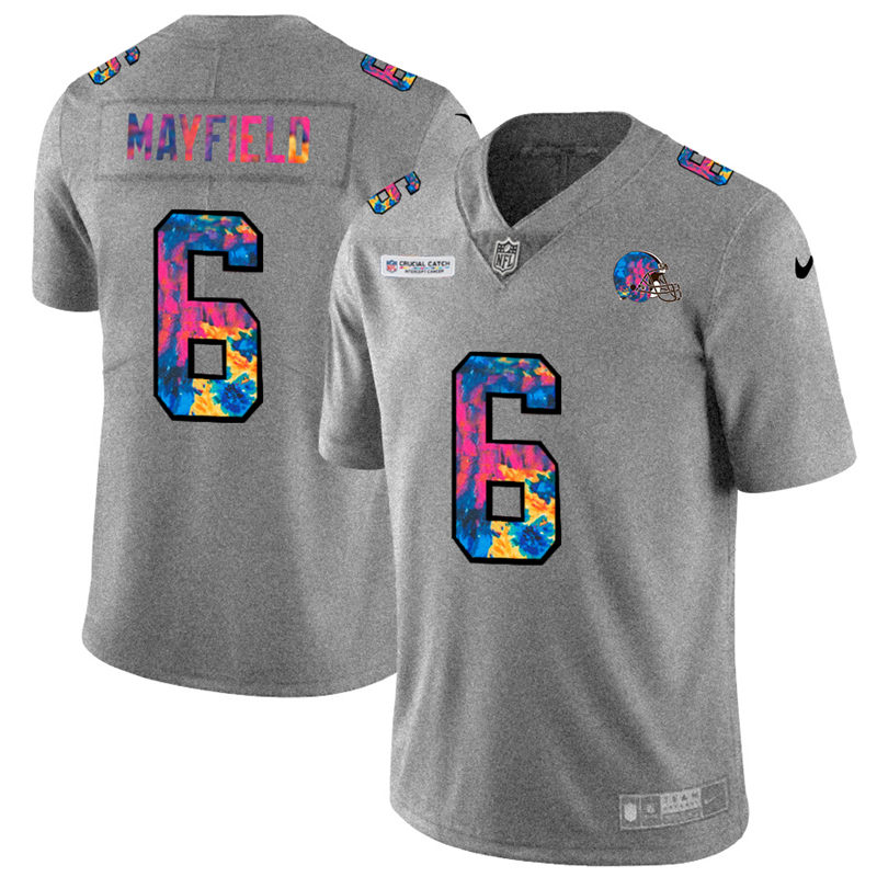 NFL Cleveland Browns #6 Baker Mayfield Men Nike MultiColor 2020  Crucial Catch  Jersey Grey->cleveland browns->NFL Jersey
